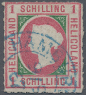 Helgoland - Marken Und Briefe: 1867, 1 S Rosakarmin/ Dunkelgrün, Durchstochen Mit Blauen K2 "HAMBURG - Héligoland