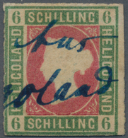 Helgoland - Marken Und Briefe: 1867, 6 S (dunkel)graugrün/lilarosa, Durchstochen, Mit Blauer Handsch - Heligoland