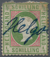 Helgoland - Marken Und Briefe: 1871, ½ S Grünoliv/karminrot, Gezähnt, Mit Blauer Handschriftlicher E - Héligoland