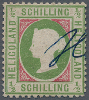 Helgoland - Marken Und Briefe: 1871, ½ S Grünoliv/karminrot, Gezähnt, Mit Blauer Handschriftlicher E - Héligoland