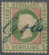 Helgoland - Marken Und Briefe: 1871, ½ S Grünoliv/karminrot, Gezähnt, Mit Blauer Handschriftlicher E - Héligoland
