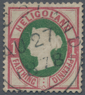 Helgoland - Marken Und Briefe: 1875, Viktoria 1 F / 1 Pf. Lilakarmin/(dunkel)grün Ovalausgabe Mit Ru - Héligoland