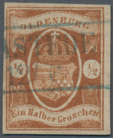 Oldenburg - Marken Und Briefe: 1861, ½ Gr. Dunkelbraun, Farbfrisches Und Allseits Voll- Bis Breitran - Oldenbourg