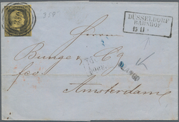 Preußen - Marken Und Briefe: 1855, 3 Sgr Schwarz Auf Gelb Mit "359" Und Beigesetzt Ra3 "DÜSSELDORF B - Otros & Sin Clasificación