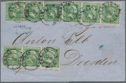 Preußen - Marken Und Briefe: 1858 SECHSERSTREIFEN + DREIERSTREIFEN Der 4 Pf. Gelblichgrün Verwendet - Other & Unclassified