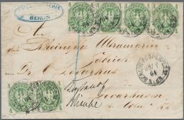 Preußen - Marken Und Briefe: 1861, 4 Pf. Grün Im VIERERSTREIFEN Und PAAR Auf Faltbrief Mit K1 "BERLI - Sonstige & Ohne Zuordnung
