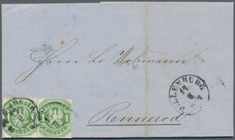 Preußen - Marken Und Briefe: 1867, 1 Kreuzer Smaragdgrün Im Waager. Paar Als MeF Entwertet Mit K1 DI - Otros & Sin Clasificación