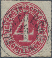 Schleswig-Holstein - Marken Und Briefe: 1864, 4 S Karmin Ziffer, Zentrisch Entwertet Mit Bahnpost K1 - Other & Unclassified