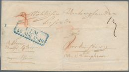 Württemberg - Vorphilatelie: ULM 25 AUG 1849, Klarer Blauer Achteckiger Ra2 Auf "Wertbrief Gegen Sch - Prephilately