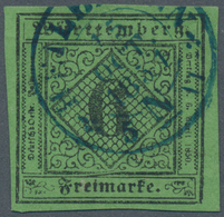 Württemberg - Marken Und Briefe: 1851, Ziffern 6 Kr. Schwarz Auf Gelbgrün Mit ERSTTAGS-STEMPEL "HEIL - Other & Unclassified