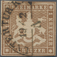 Württemberg - Marken Und Briefe: 1857, 1 Kreuzer Dunkelockerbraun Klar Und Zentral Entwertet Mit Seg - Andere & Zonder Classificatie