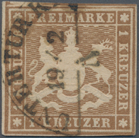 Württemberg - Marken Und Briefe: 1857, 1 Kreuzer Dunkelockerbraun Klar Und Zentral Entwertet Mit Seg - Otros & Sin Clasificación