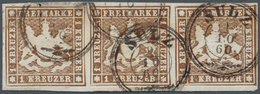 Württemberg - Marken Und Briefe: 1859, Freimarken 1 Kr Braun Ohne Seidenfaden Im Waagerechten Dreier - Other & Unclassified