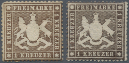 Württemberg - Marken Und Briefe: 1861, Wappen 1 Kr. Dünnes Papier Je Ungebraucht In A-Farbe Braun Un - Altri & Non Classificati