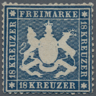 Württemberg - Marken Und Briefe: 1862, 18 Kreuzer Blau Dünnes Papier Ungebraucht Ohne Gummi, Eine Ec - Andere & Zonder Classificatie