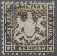 Württemberg - Marken Und Briefe: 1862, 1 Kreuzer Dunkelgraubraun Sauber Zentral Gestempelt, Signiert - Altri & Non Classificati