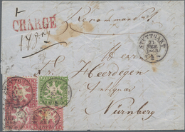 Württemberg - Marken Und Briefe: 1863, 6 Kr. Dunkelgrün, Zwei Werte 3 Kr. Karmin Und Einmal 3 Kr. Du - Other & Unclassified