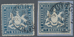 Württemberg - Marken Und Briefe: 1868, 7 Kreuzer Blau Und Desgl. Dkl'preußischblau (Briefstück) Je S - Other & Unclassified