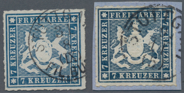 Württemberg - Marken Und Briefe: 1868, 7 Kreuzer Blau Und Desgl. Dkl'preußischblau (Briefstück) Je S - Otros & Sin Clasificación