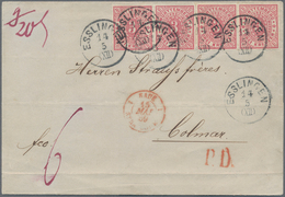 Württemberg - Marken Und Briefe: 1869, 3 Kr. Mittelrötlichkarmin, Zwei Waagerechte Paare Als Vierers - Sonstige & Ohne Zuordnung