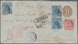 Württemberg - Marken Und Briefe: 1869 Ovalausgabe 3x7 Kr. Blau+3 Kr. Rosa Auf GA-Umschlag 9 Kr. Von - Other & Unclassified