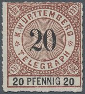 Württemberg - Telegrafenmarken: 1875: 20 Pfg. In Der Seltenen Farbnuance Lebhaftrötlichbraun/schwarz - Andere & Zonder Classificatie