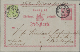 Württemberg - Ganzsachen: 1875, Ganzsachenkarte 2 Kr. Lilarot Mit Zusatzfrankatur 1 Kr. Grün Von "ST - Other & Unclassified