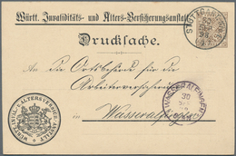 Württemberg - Ganzsachen: 1898. Drucksachen-Karte 3 Pf Braun "Württ. Invaliditäts- Und Alters-Versic - Sonstige & Ohne Zuordnung