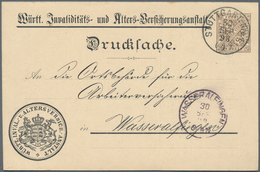 Württemberg - Ganzsachen: 1898. Drucksachen-Karte 3 Pf Braun "Württ. Invaliditäts- Und Alters-Versic - Otros & Sin Clasificación
