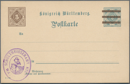 Württemberg - Ganzsachen: 1908. Aufbrauchkarte 3 Pf Braun Auf (2 Pf Grau). Type 02: "8 5 00". Ungebr - Other & Unclassified