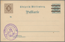 Württemberg - Ganzsachen: 1908. Dienst-Postkarte 3 Pf Braun Auf (2 Pf. Grau) "Schultheissenamt Wäsch - Autres & Non Classés