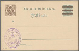 Württemberg - Ganzsachen: 1908. Dienst-Postkarte 3 Pf. Braun Auf (2 Pf. Grau), "Schultheissenamt Wäs - Sonstige & Ohne Zuordnung