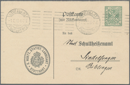 Württemberg - Ganzsachen: 1913. Dienst-Postkarte 5 Pf Grün Frageteil "Statistisches Landesamt". Gebr - Autres & Non Classés