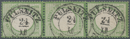 Deutsches Reich - Brustschild: 1872, Kleiner Schild 1/3 Gr Hellgrün Im Dreiersteifen Mit K2 "PULSNIT - Unused Stamps