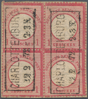 Deutsches Reich - Brustschild: 1872, Kleiner Schild 1 Gr. Karmin Im Viererblock Mit Ra2 "CHARLOTTENB - Ongebruikt