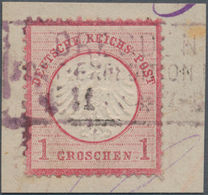 Deutsches Reich - Brustschild: 1872, Kl. Schild 1 Gr. Brfst. Mit SELTENEM VIOLETTEM Ra3 "DRESDEN POS - Ungebraucht