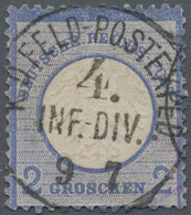 Deutsches Reich - Brustschild: 1872 Kleiner Schild 2 Gr Blau Mit Ideal-K1 "K.D.FELD-POSTEXPED. 4.INF - Ungebraucht