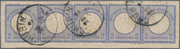 Deutsches Reich - Brustschild: 1872, Kleiner Schild 2 Gr. Ultramarin Im 5er Streifen Auf Briefstück - Unused Stamps