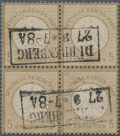 Deutsches Reich - Brustschild: 1872, Kleiner Schild 5 Gr. Ocker Im Viererblock Mit Ra2 "DÜRRENBERG 2 - Unused Stamps