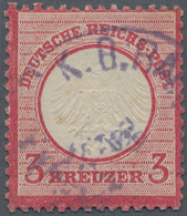 Deutsches Reich - Brustschild: 1872, Kleiner Schild 3 Kr. Karmin Mit Blauem BAYERN-Bahnpost-K1 "K.B. - Ongebruikt