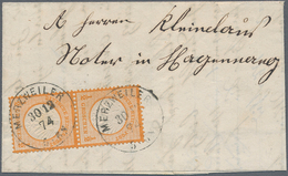 Deutsches Reich - Brustschild: 1872, 1/2 Groschen Orange, Senkr. Paar Auf Kleinem Faltbrief Von "MET - Unused Stamps