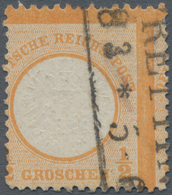 Deutsches Reich - Brustschild: 1872, Großer Schild ½ Gr. Orange Mit Stark Verschobener Zähnung Mit R - Ongebruikt