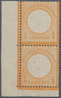 Deutsches Reich - Brustschild: 1874, Großer Schild ½ Gr. Orange Im Senkrechten Eckrandpaar Links Unt - Ungebraucht