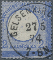 Deutsches Reich - Brustschild: 1872, Großer Schild 2 Gr. Blau Mit Stark Verschobener Zähnung Nach Re - Ungebraucht