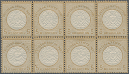 Deutsches Reich - Brustschild: 1874, Großer Schild 5 Gr. Hellockerbraun Achterblock Dabei Sechs Mark - Unused Stamps