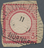 Deutsches Reich - Brustschild: 1872, Großer Schild 3 Kr. Karmin Mit BAYERN-Bahnpost-Halbkreistempel - Ungebraucht