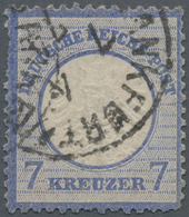 Deutsches Reich - Brustschild: 1872, Großer Schild 7 Kr. Blau Doppelprägung Des Mittelstückes Mit K1 - Ongebruikt