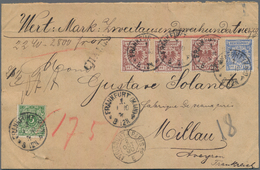 Deutsches Reich - Krone / Adler: 1890, 50 Pfg. Braunrot, 3 Werte Zusammen Mit 5 Pfg. Und 20 Pfg., Po - Cartas & Documentos