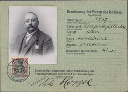Deutsches Reich - Germania: 1912, POSTAUSWEISKARTE Mit Lichtbild Frankiert Mit 50 Pf Germania Mit St - Unused Stamps
