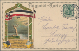 Deutsches Reich - Germania: 1914, Flugpost-Karte Mit Zitat Von Goethe Links Unten Und Rückseitiger N - Ongebruikt